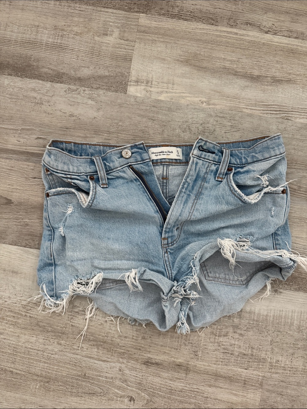 Abercrombie & Fitch Light Blue Distressed Denim Cutoff Shorts